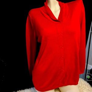 Red cowl neck sweater